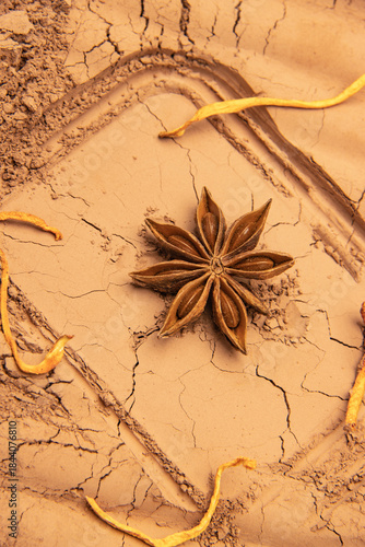 The patterns formed by clay, sand, and soil are embellished with spices and octagonal props. The layout is simple, with Middle Eastern and American Western styles, relatively simple. The design includ