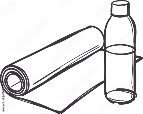 Yoga mat with reusable water bottle