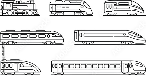 Collection of Diverse Train in Line Style