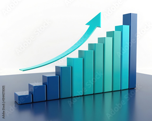 Free Download Rising turquoise arrow on bar graph for business growth financial success trend icon - GFXLoad