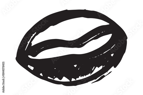 Hand drawn fresh roasted coffee bean Arabica robusta seed doodle Single element for print, web, design, decor