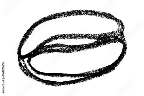 Hand drawn fresh roasted coffee bean Arabica robusta seed doodle Single element for print, web, design, decor