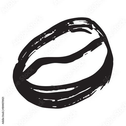 Hand drawn fresh roasted coffee bean Arabica robusta seed doodle Single element for print, web, design, decor