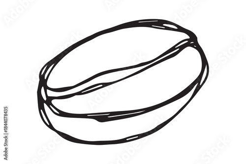 Hand drawn fresh roasted coffee bean Arabica robusta seed doodle Single element for print, web, design, decor