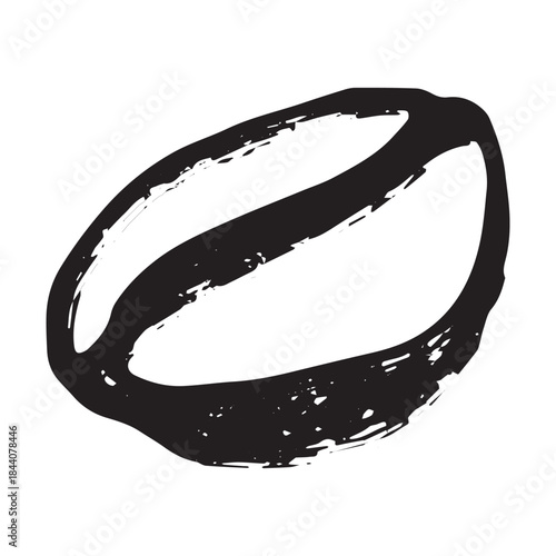 Hand drawn fresh roasted coffee bean Arabica robusta seed doodle Single element for print, web, design, decor