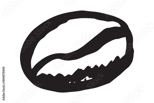 Hand drawn fresh roasted coffee bean Arabica robusta seed doodle Single element for print, web, design, decor