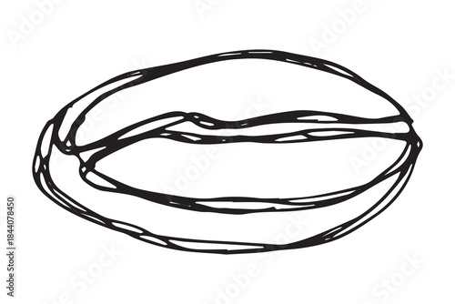 Hand drawn fresh roasted coffee bean Arabica robusta seed doodle Single element for print, web, design, decor