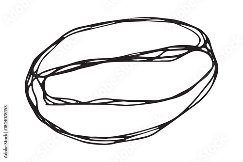 Hand drawn fresh roasted coffee bean Arabica robusta seed doodle Single element for print, web, design, decor