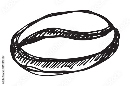 Hand drawn fresh roasted coffee bean Arabica robusta seed doodle Single element for print, web, design, decor