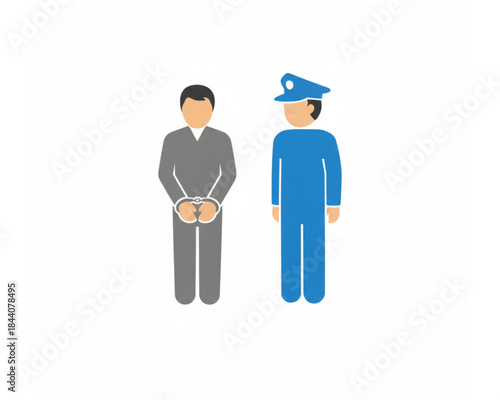 Arrested Man and Law Enforcement Officer Icon