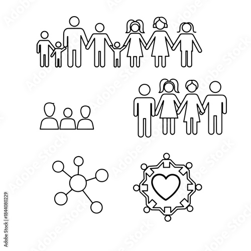 a happy joint family concept silhouette set