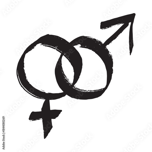 Hand drawn heterosexual gender identity sign Symbol used to represent sex and gender
