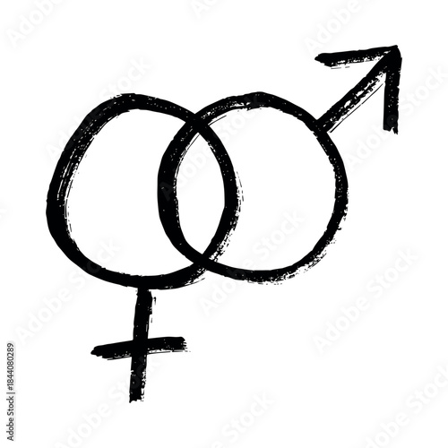 Hand drawn heterosexual gender identity sign Symbol used to represent sex and gender