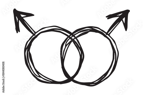 Hand drawn homosexual identity sign Symbol used to represent sex and gender