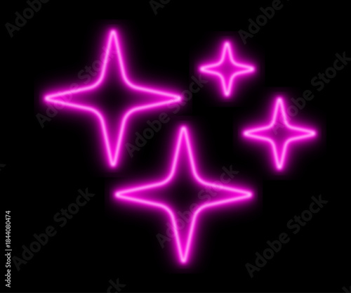  Neon four pointed star shapes suggesting sparkle.
