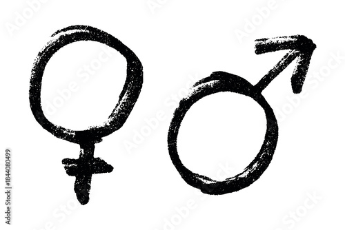 Hand drawn female and male gender identity sign Symbol used to represent sex and gender Single element for print, web, design, decor