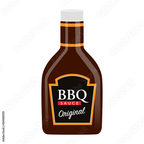 A bottle of barbeque sauce isolated on white background. Editable EPS 10 vector graphic.
