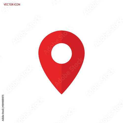 Red location icon, shaped like a teardrop or pin, with a white circle in the center