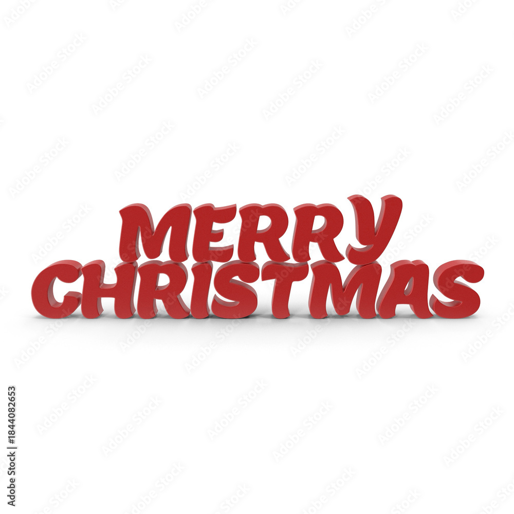 Fototapeta premium Merry christmas in bold red 3d lettering on a striking black background