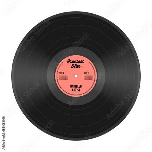 A phonograph record or a vinyl record. EPS 10 Vector Graphic Isolated on White Background.