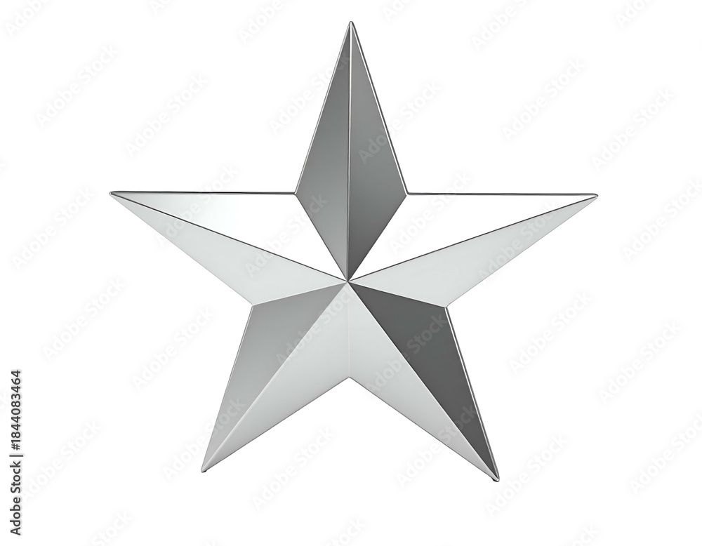 Obraz premium Polished silver five-pointed star with sharp angles