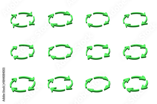 Free Download Set of 3d recycle arrow icon Recycling resources symbol Reuse of materials, zero waste, green environment, saving the planet - GFXLoad