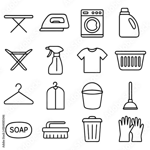 Laundry Essentials: A clean graphic outlining essential laundry room items, ready for the weekly chore. 