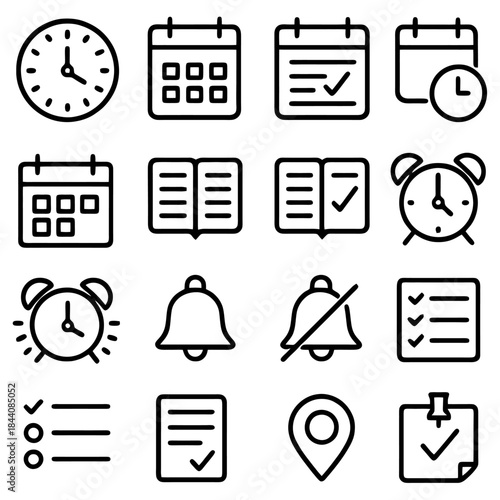 Essential Time Management Elements: A collection of various time management and planning tools, meticulously designed to help individuals and organizations optimize productivity, enhance organization.