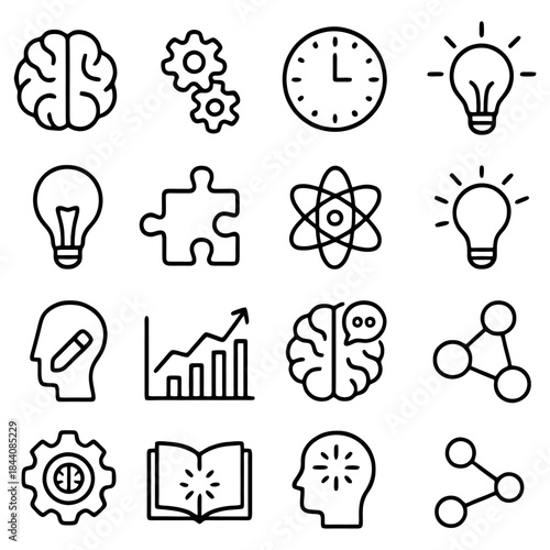 Symbolic Science: a meticulously curated collection of intellectual symbols, each representing a crucial element of the scientific and educational journey.