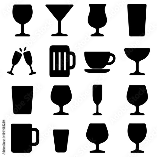 Variety of Beverage Vessels: An array of beverage containers, each with its unique shape and silhouette, stands in striking contrast. The composition presents the versatile world of drinkware.