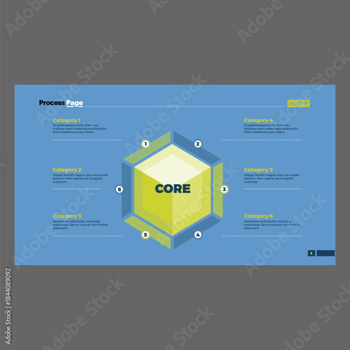 Hexagon Step Diagram Slide Template