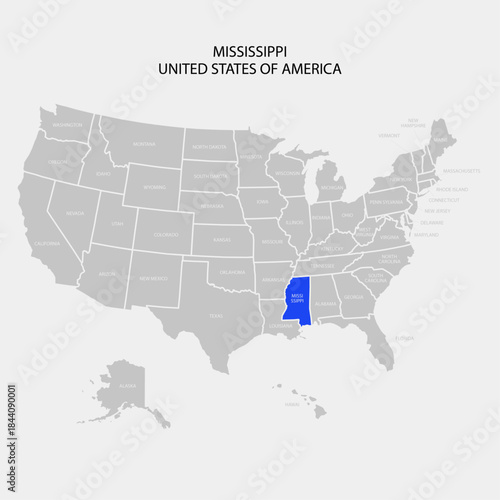 UNITED STATES OF AMERICA MAP - MISSISSIPPI