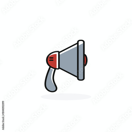 A minimalist megaphone vector icon in a modern flat line style. Perfect for urgent announcements, marketing campaigns, public relations, or promotional broadcasts. Easy-to-edit graphic element