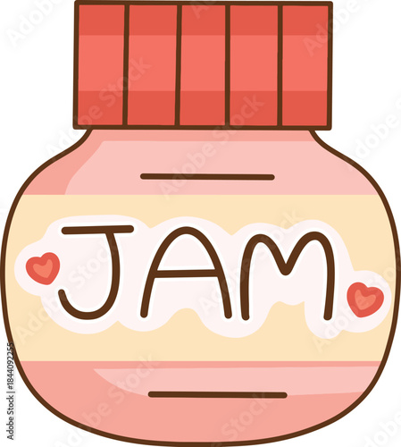 Cartoon pink strawberry jam jar