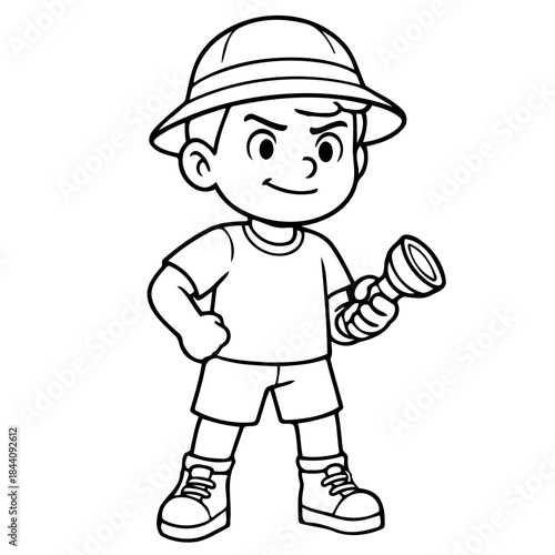 Adventure Explorer: A young explorer with a flashlight, ready to embark on a journey filled with curiosity.