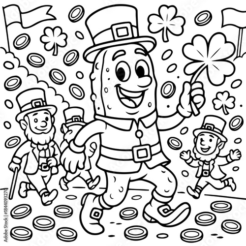 St. Patrick's Day Celebration: Festive scene, capturing the spirit of St. Patrick's Day, featuring whimsical characters in a joyful parade, embracing the luck and cheer of the holiday.