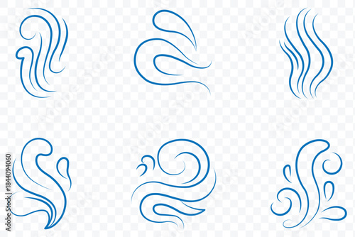 Smoke steam icon set vector hot aroma heat design. Fire steam or smoke doodle hand drawn set. smell waves from food or coffee. Vector illustration