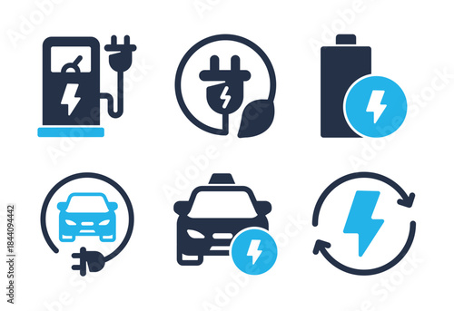 Charging and Eco-Friendly icon set. Solid glyph series icons