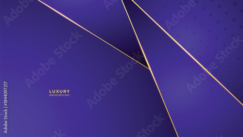 Abstract Luxury Purple Background with Glowing Golden Lines, Neon Light Effects, and Elegant Premium Design