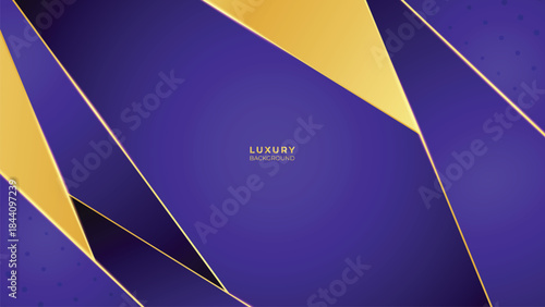 Abstract Luxury Purple Background with Glowing Golden Lines, Neon Light Effects, and Elegant Premium Design