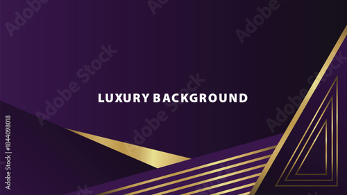 Abstract Luxury Purple Background with Glowing Golden Lines, Neon Light Effects, and Elegant Premium Design