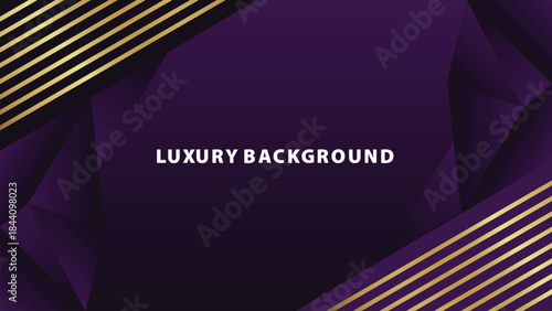Abstract Luxury Purple Background with Glowing Golden Lines, Neon Light Effects, and Elegant Premium Design