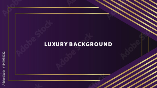 Abstract Luxury Purple Background with Glowing Golden Lines, Neon Light Effects, and Elegant Premium Design