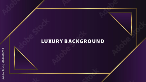 Abstract Luxury Purple Background with Glowing Golden Lines, Neon Light Effects, and Elegant Premium Design