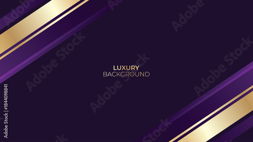 Abstract Luxury Purple Background with Glowing Golden Lines, Neon Light Effects, and Elegant Premium Design