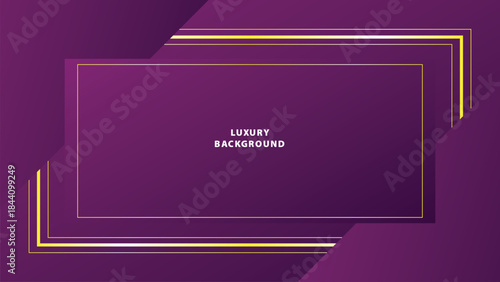 Abstract Luxury Purple Background with Glowing Golden Lines, Neon Light Effects, and Elegant Premium Design