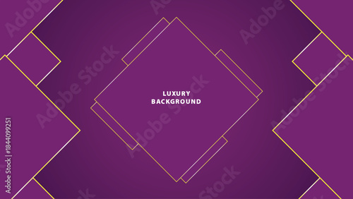 Abstract Luxury Purple Background with Glowing Golden Lines, Neon Light Effects, and Elegant Premium Design