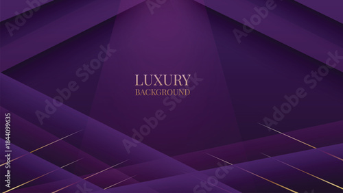 Abstract Luxury Purple Background with Glowing Golden Lines, Neon Light Effects, and Elegant Premium Design