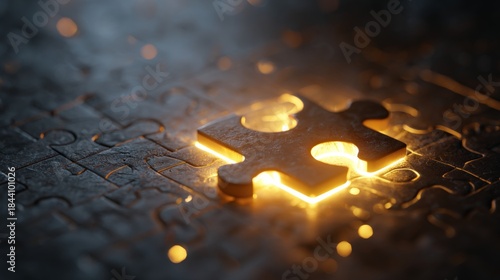 glowing puzzle piece, empty puzzle board