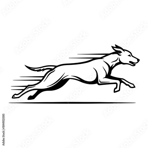 Athletic dog sprinting with speed lines, vector illustration of canine energy and motion, isolated on white background. isolated on transparent background